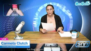Hot MILF with Huge Boobs masturbates on air while reading the news (2026)