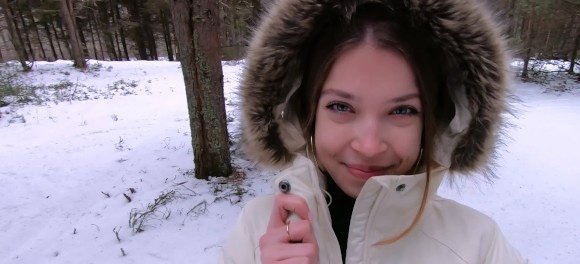 I love quick sex outdoors even in winter - Cum on my pretty face POV FullHD - MihaNika69 (2020)
